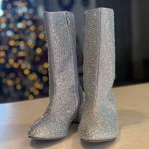 Girl’s Silver Sparkle Blingy Boots
